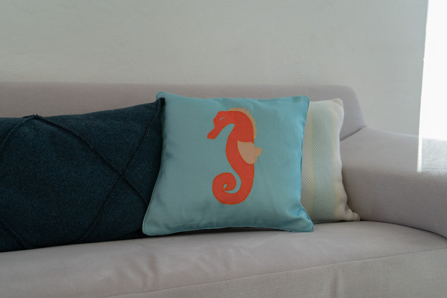 Kissen - Türkis Seepferdchen Design