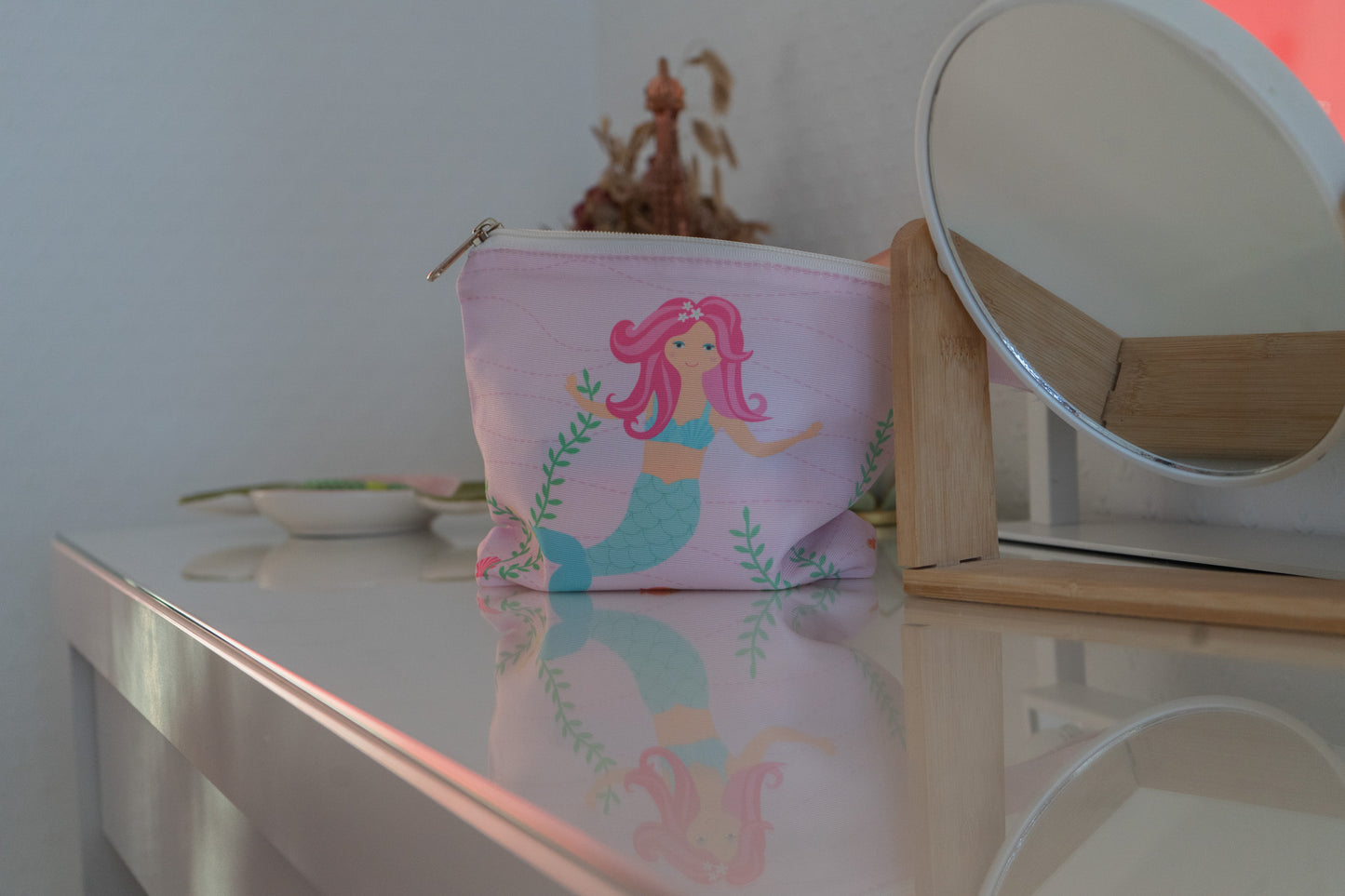 Recycelter Kulturbeutel / Mäppchen - Meerjungfrau Rosa