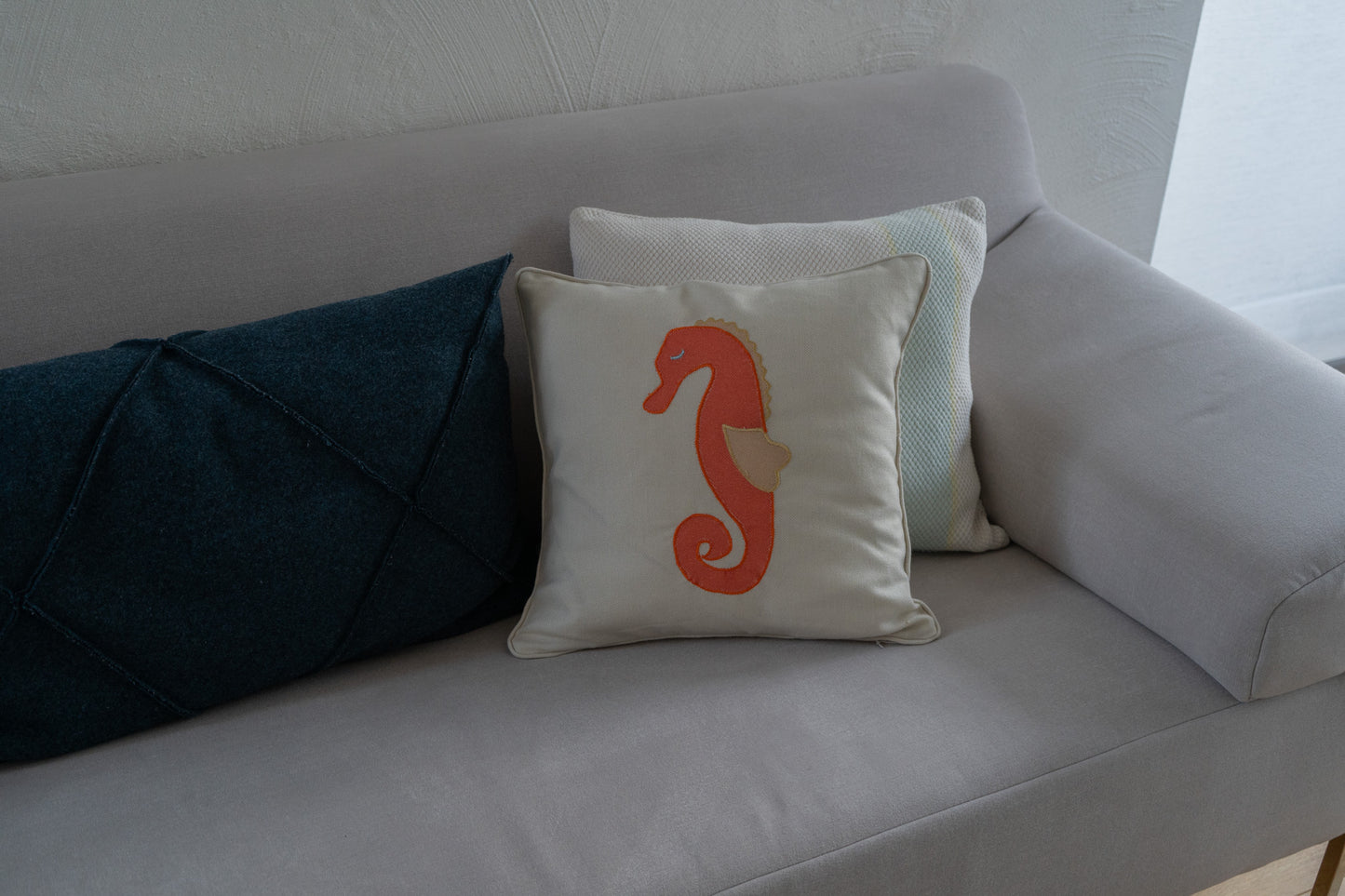 Kissen - Beige Seepferdchen Design