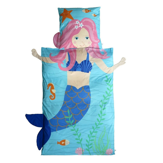 Bettwäsche Meerjungfrau aus Bio Baumwolle für Mädchen Weisser Hintergrund 135x200